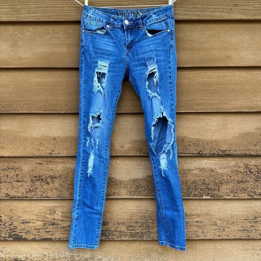 VIP Jeans Skinny Distressed Blue Stretch